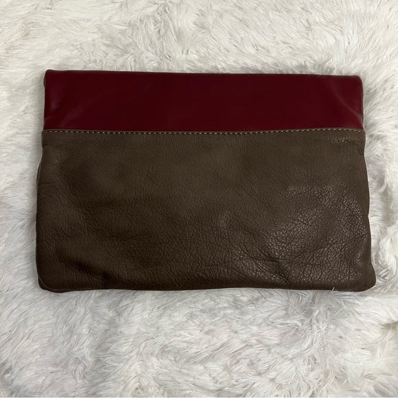 NWOT Alberta Di Canio Italian Leather Dual Tone Colourblock Clutch - Picture 5 of 8